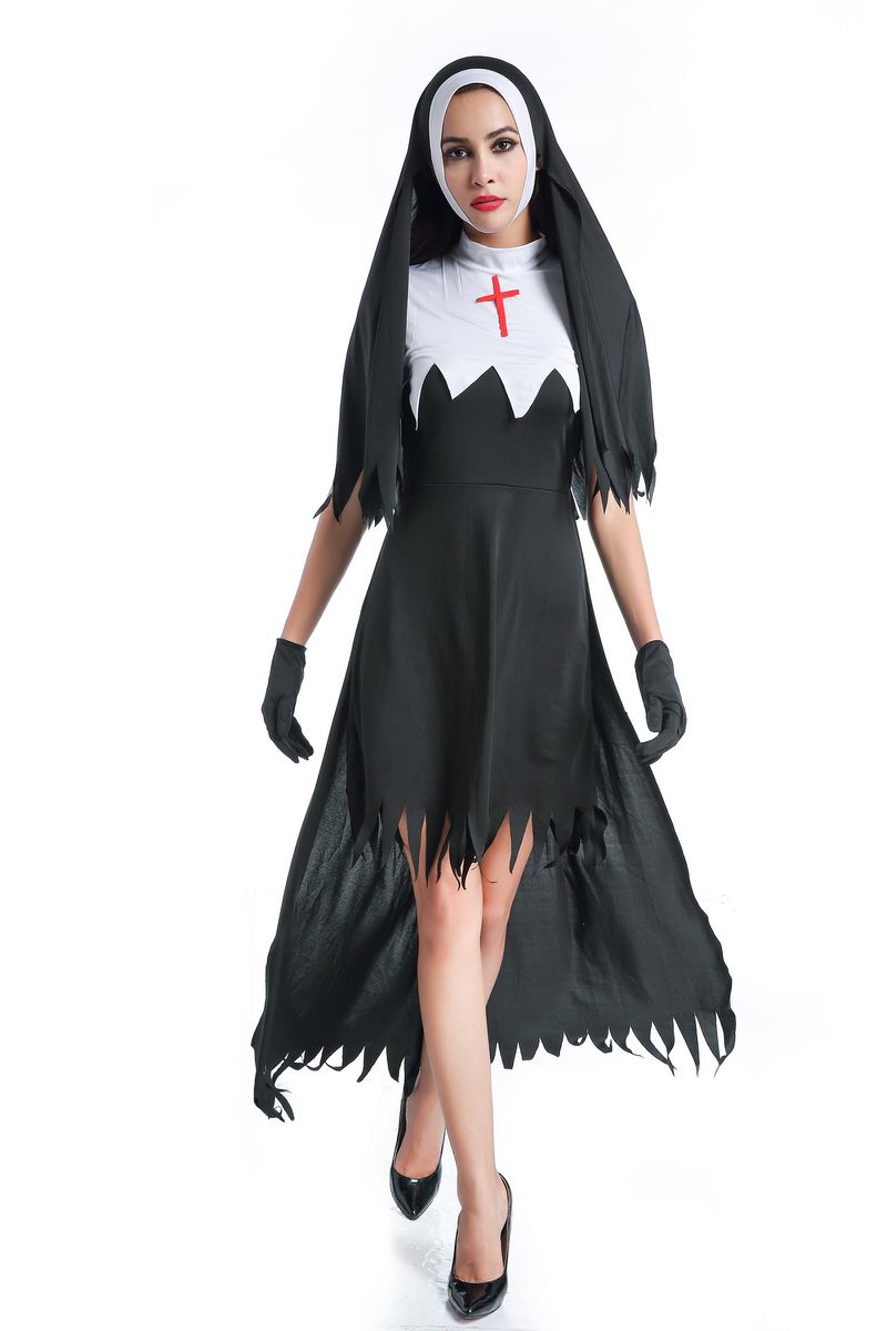 F1783 Womens Dreadful Nun Plus Size Costume